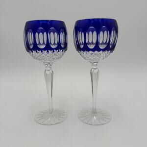 Vintage Godinger Edinburgh Blue Hock Wine Glasses, Stemware, set of 2